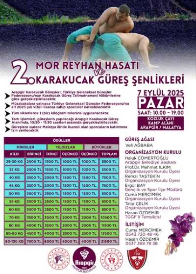 2. Mor Reyhan Hasadı ve Karakucak Güreş Şenlikleri